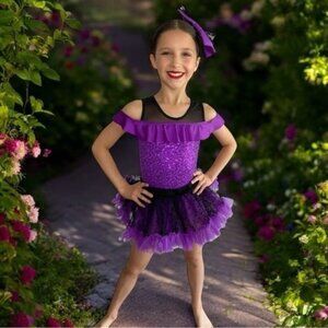Weissman‎ Purple and Black Tule Sparkle Tutu Dance Performance Costume 14